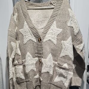 Cozy Star Patterned Cardigan Sweater